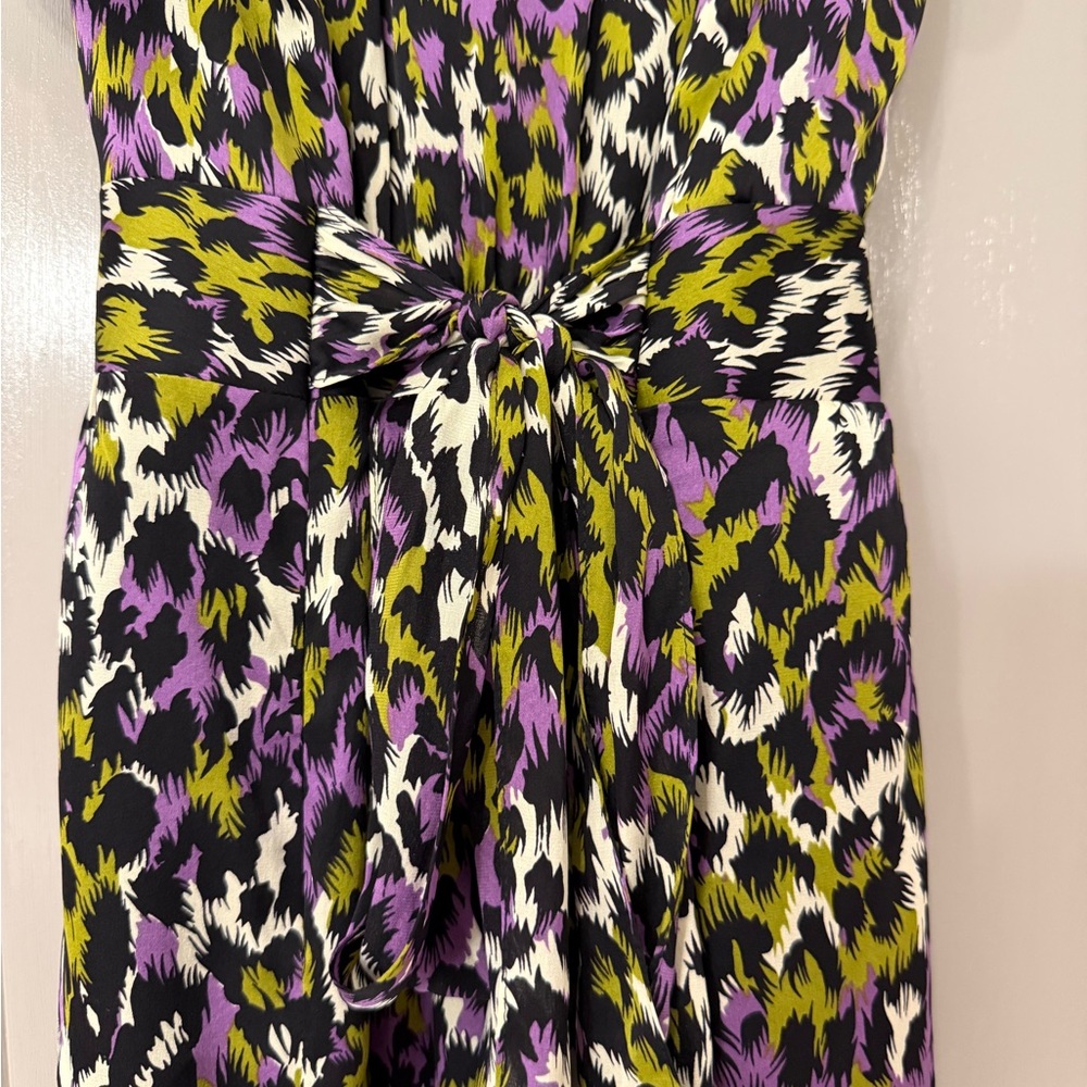 Milly of New York Silk Abstract Animal Print Ruffle Flutter Sleeve Dress 8 - Picture 8 of 16